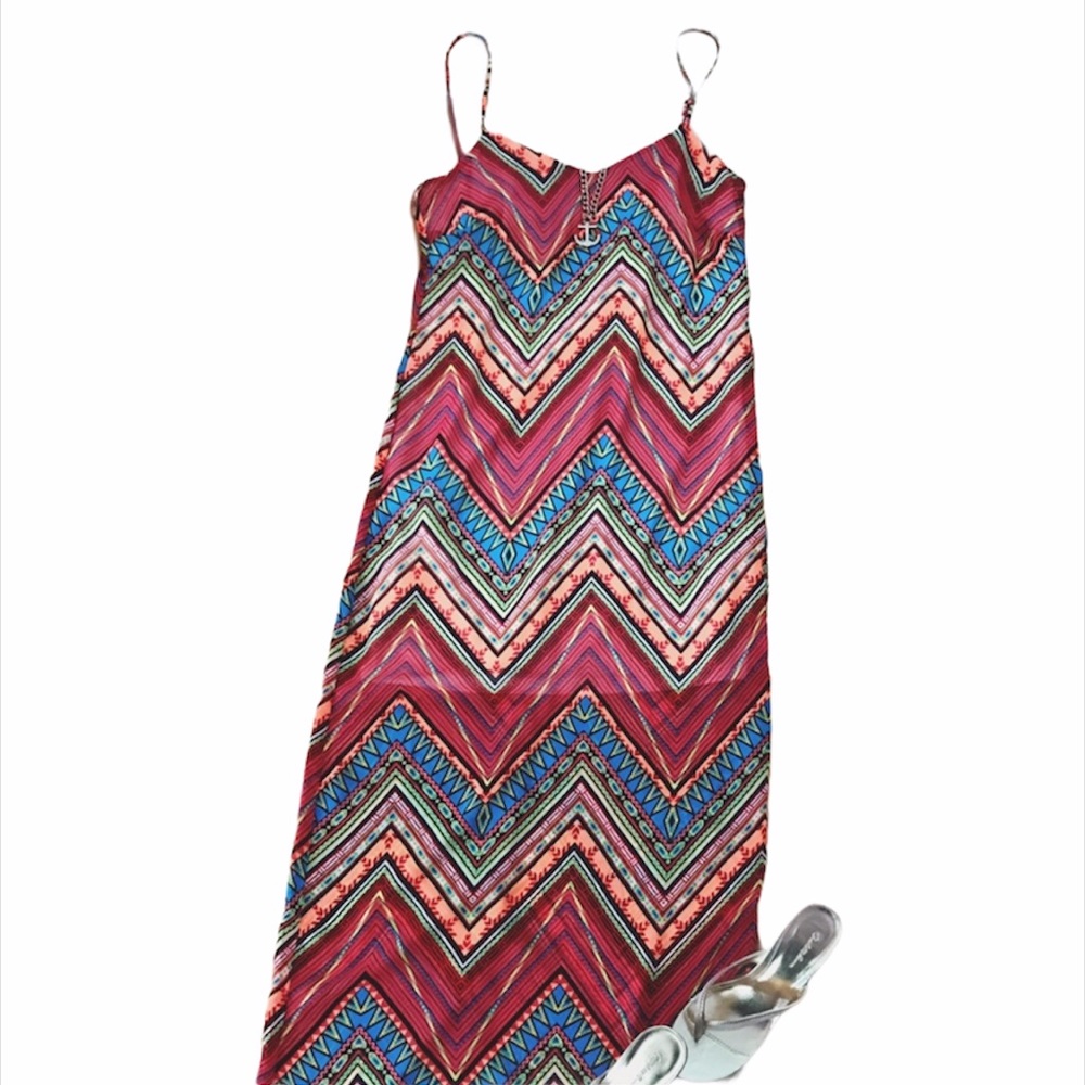 🎉HP🎉NEW SIZE S Francesca's Tribal Colorful Maxi Dress - Picture 2 of 3